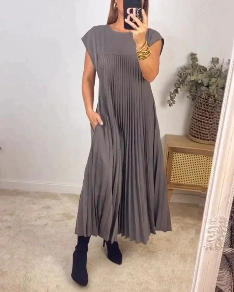 Sleeveless Pleated Dress | Women's Elegant Summer Dress | Lightweight Fabric, Flattering Fit & Versatile Style