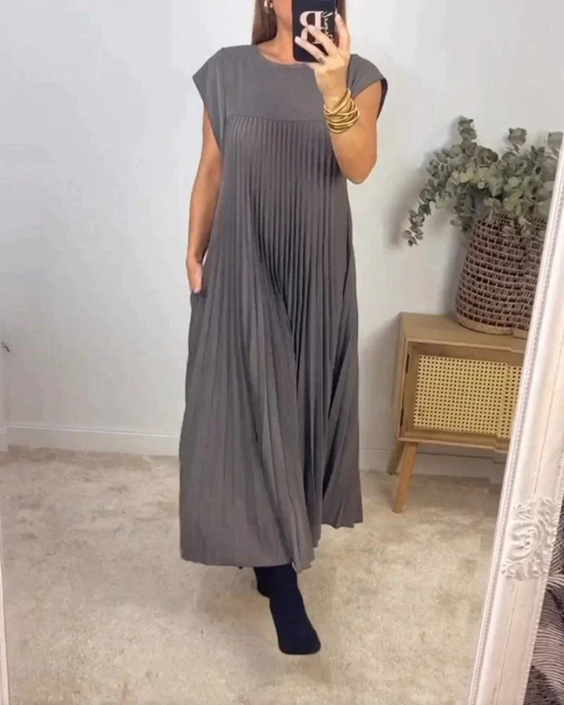 Sleeveless Pleated Dress | Women's Elegant Summer Dress | Lightweight Fabric, Flattering Fit & Versatile Style