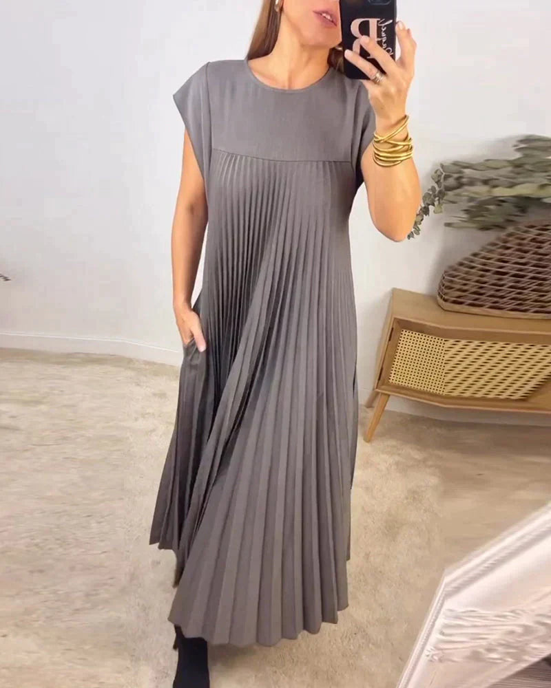 Sleeveless Pleated Dress | Women's Elegant Summer Dress | Lightweight Fabric, Flattering Fit & Versatile Style