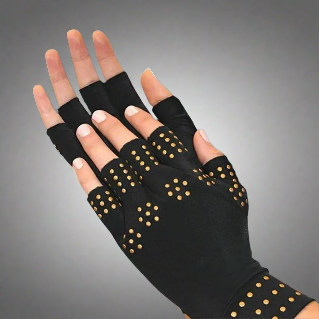 Fingerless Arthritis Compression Gloves with Magnetic Therapy for Pain Relief, Improved Circulation & Reduced Swelling