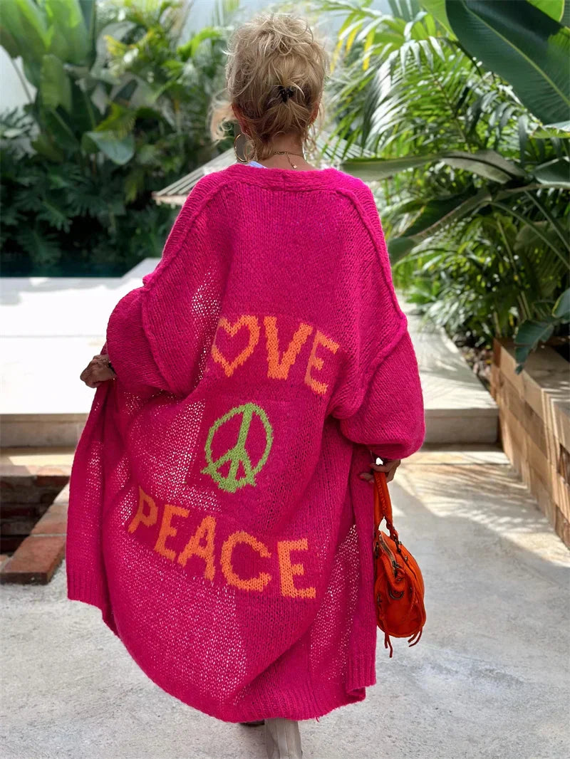 Cardigan Bliss™ | Women's Love and Peace Cardigan | Soft Knit, Open Front Design & Cozy Fit