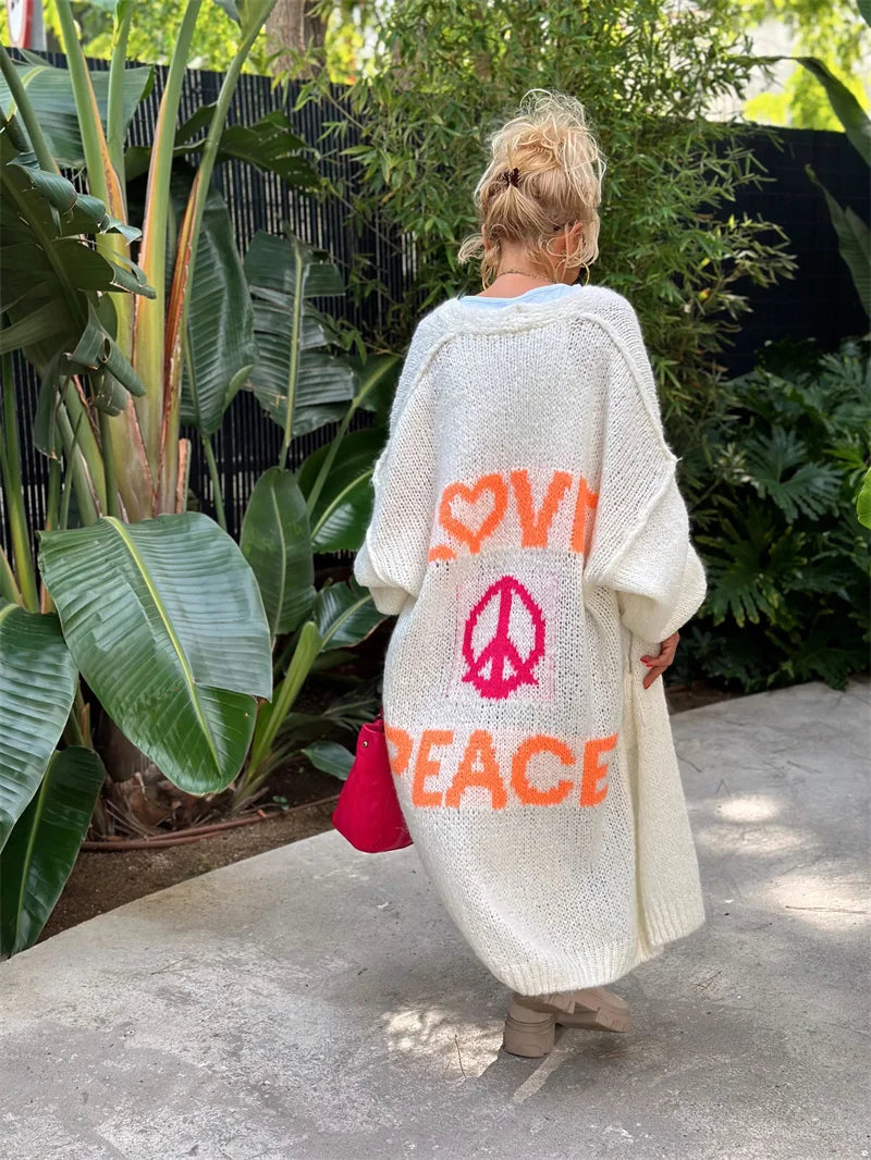 Cardigan Bliss™ | Women's Love and Peace Cardigan | Soft Knit, Open Front Design & Cozy Fit