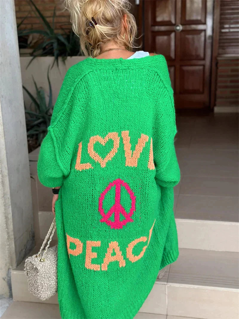 Cardigan Bliss™ | Women's Love and Peace Cardigan | Soft Knit, Open Front Design & Cozy Fit