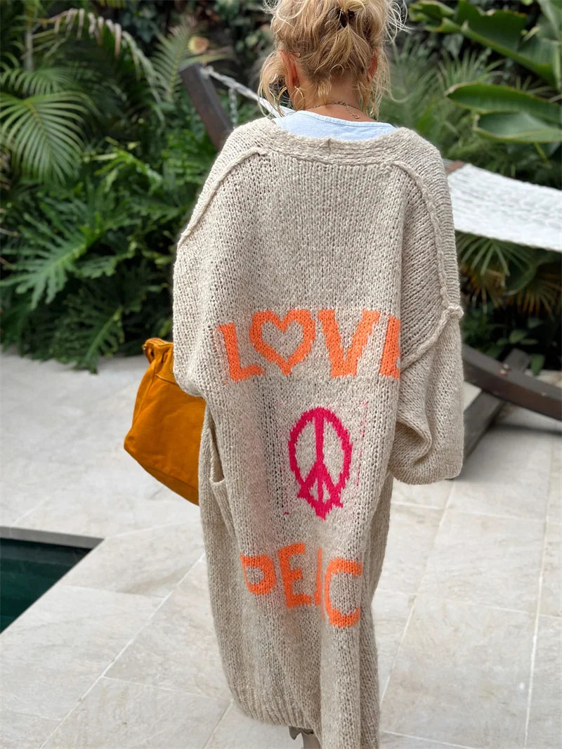 Cardigan Bliss™ | Women's Love and Peace Cardigan | Soft Knit, Open Front Design & Cozy Fit
