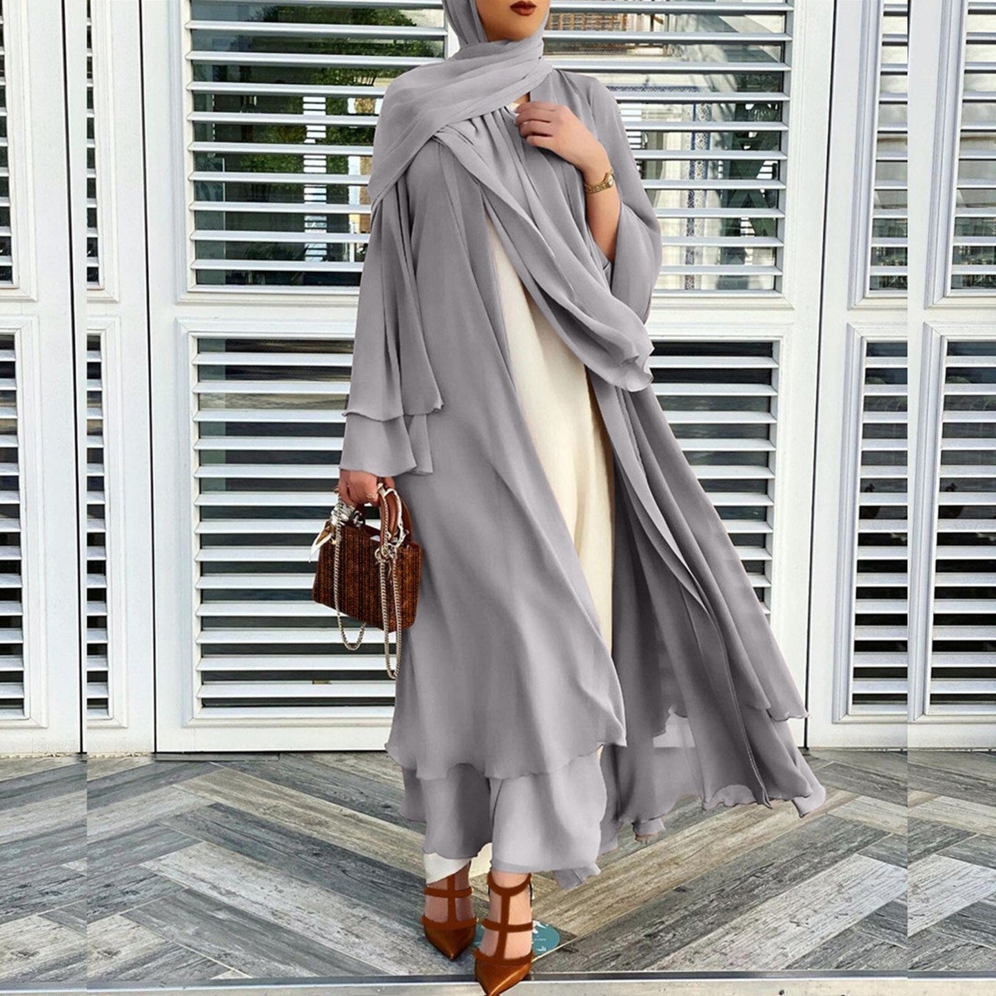 Abaya Set with Headscarf for Women - Modest Wear, Lightweight Fabric, Comfortable Fit