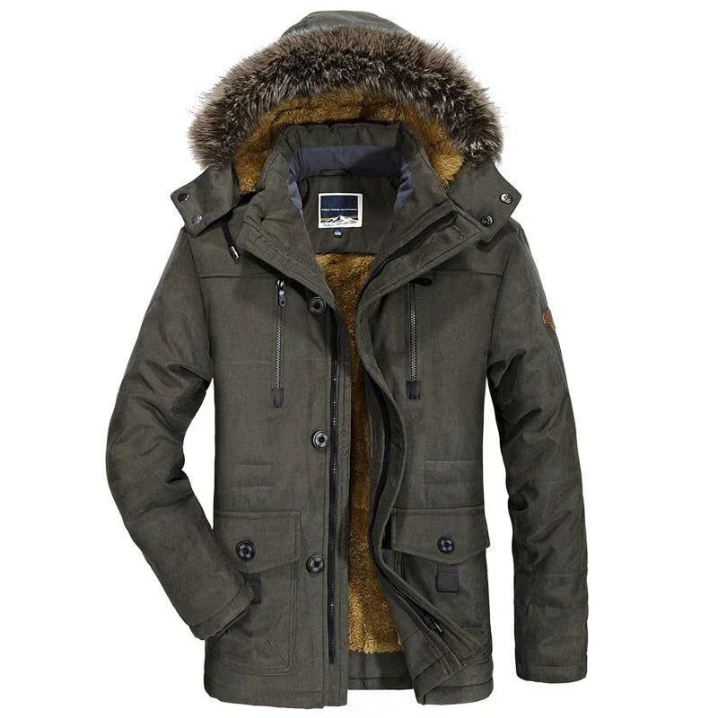 Velvet Ridge™ | Men's Casual Outdoor Coat | Thick Velvet Lining, Fur Collar & Weather-Resistant Design