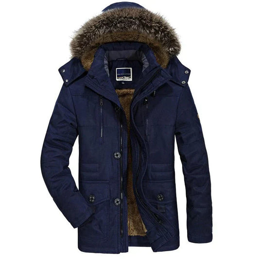 Velvet Ridge™ | Men's Casual Outdoor Coat | Thick Velvet Lining, Fur Collar & Weather-Resistant Design