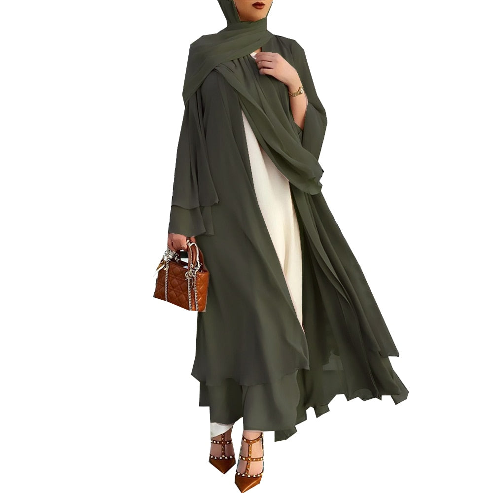 Abaya Set with Headscarf for Women - Modest Wear, Lightweight Fabric, Comfortable Fit