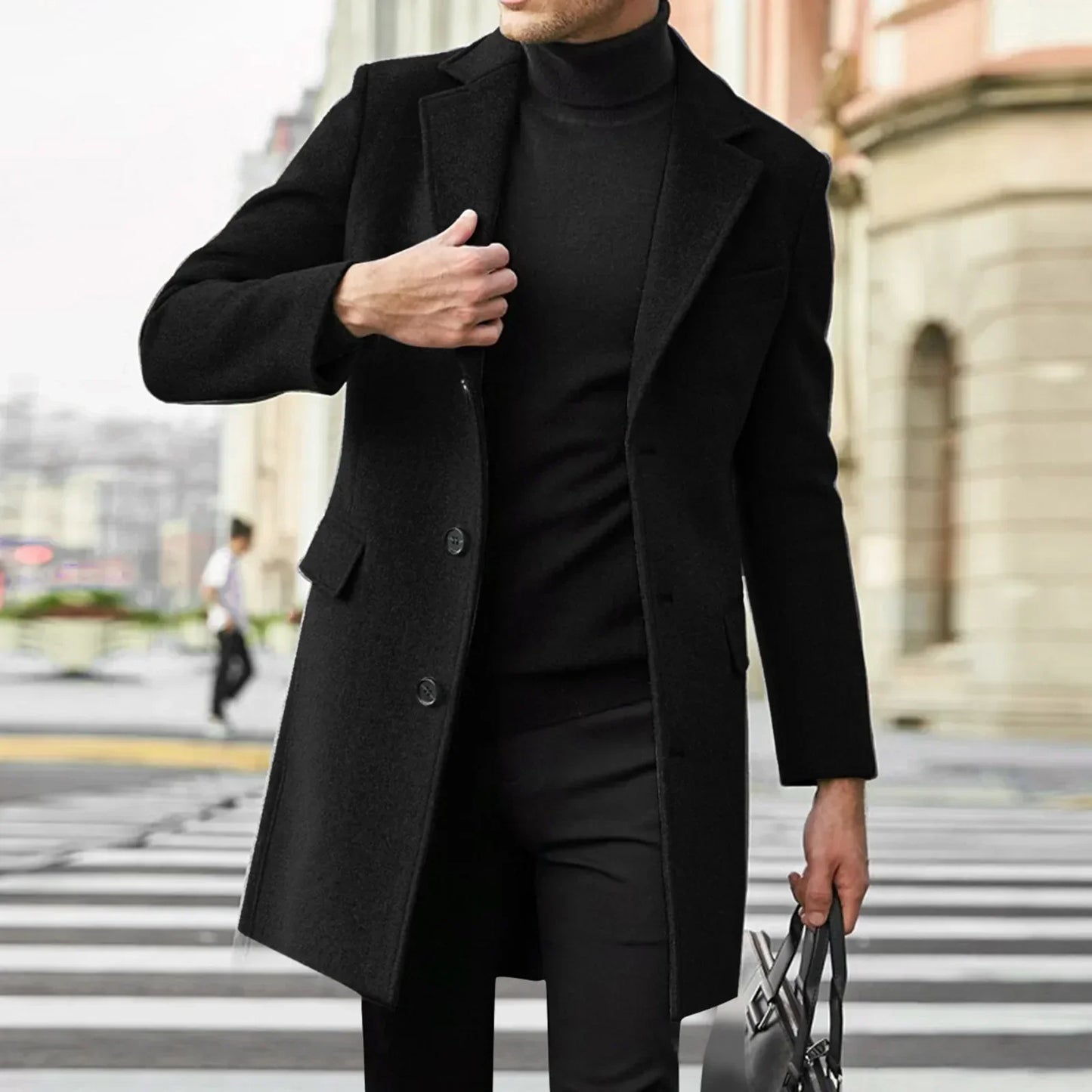 Overcoat Victor™ | Men's Wool Blend Overcoat | Tailored Fit, Single-Breasted 3-Button Design for Formal Wear