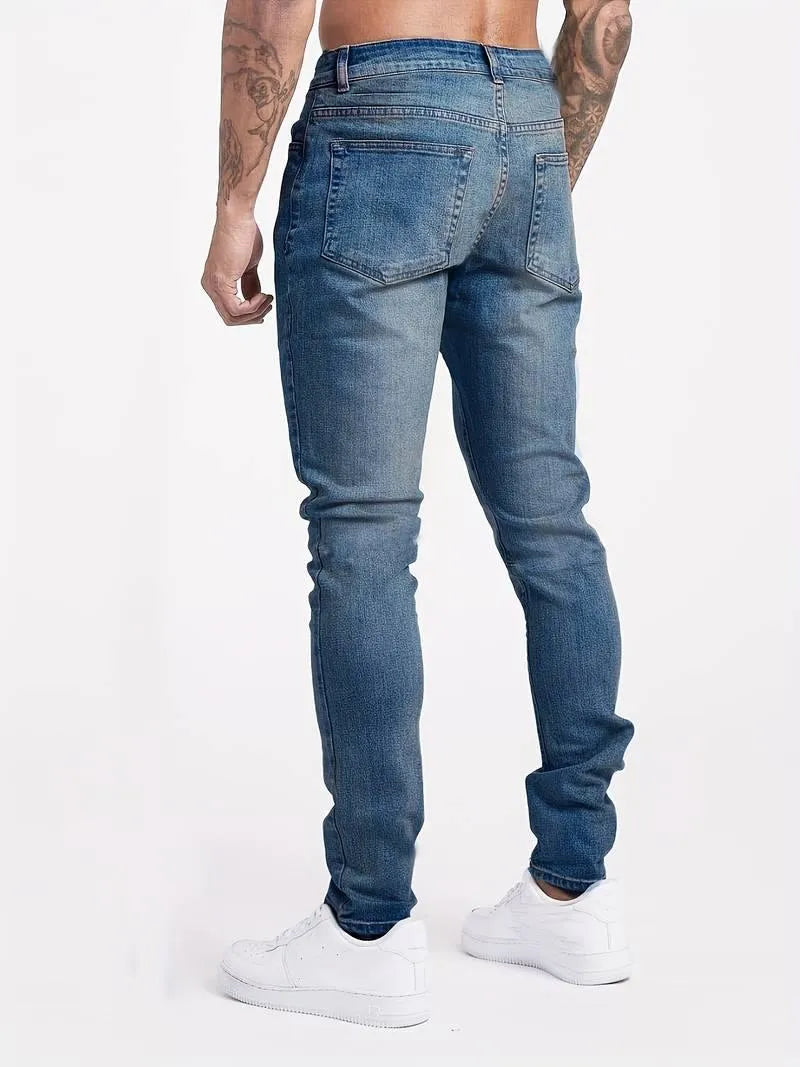 Denim Axel™ | Men's Skinny Jeans | Stretch Denim, Slim Fit, Classic 5-Pocket, Button Fly Design