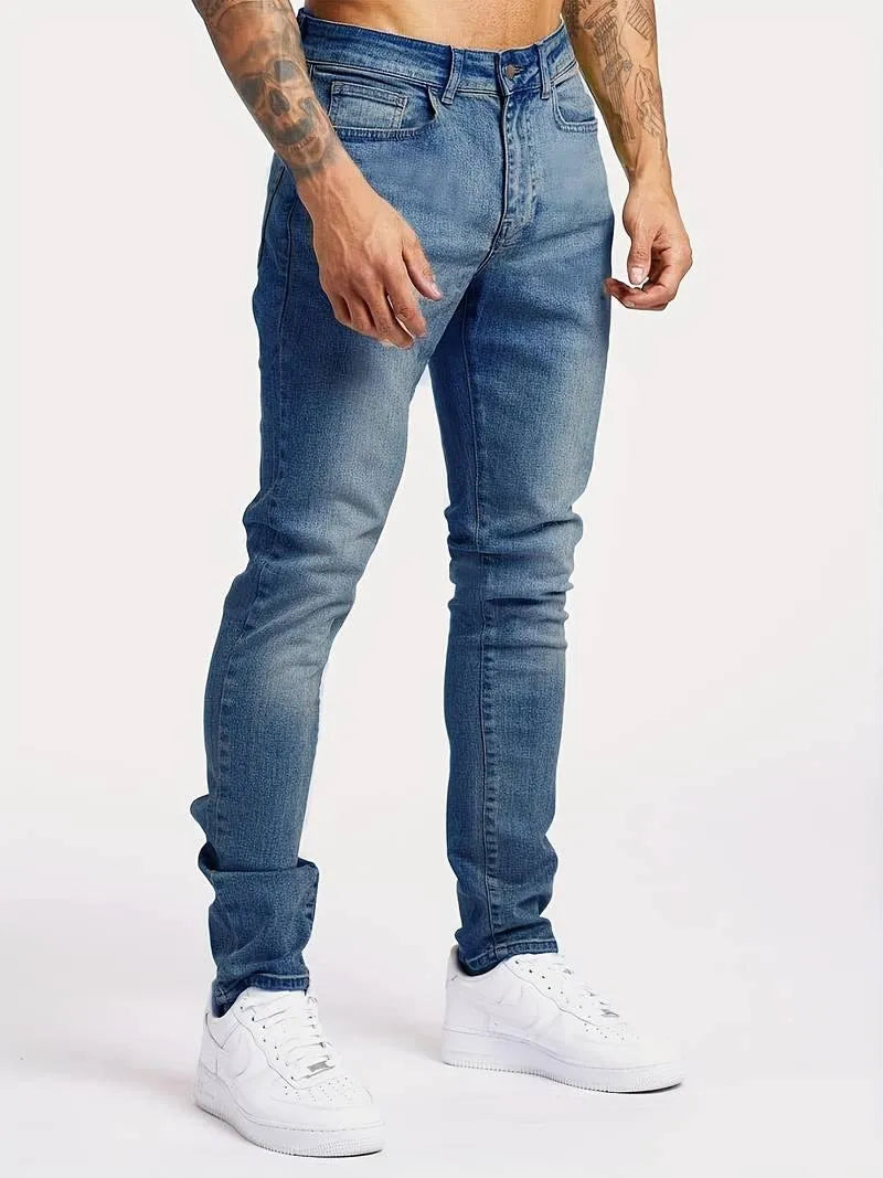 Denim Axel™ | Men's Skinny Jeans | Stretch Denim, Slim Fit, Classic 5-Pocket, Button Fly Design