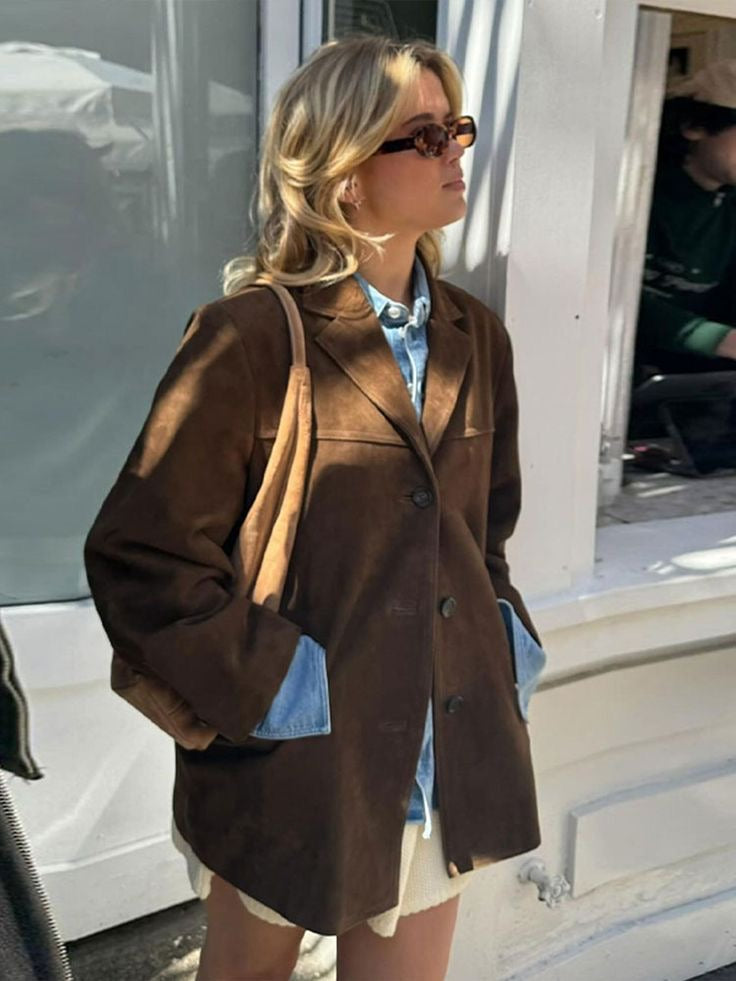 Suede Jacket for Women - Stylish Women's Outerwear in Soft Suede Material