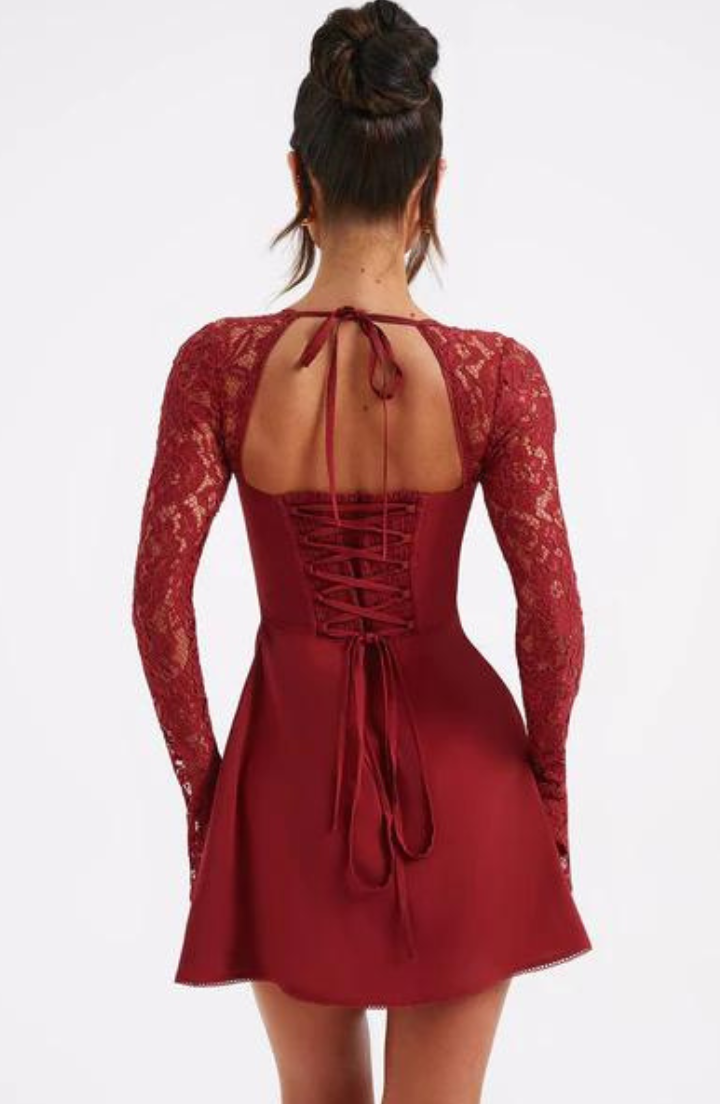 Lace Belle™ | Women's Mini Dress | Detailed Lace Sleeves, Lightweight Fabric & Flattering Fit