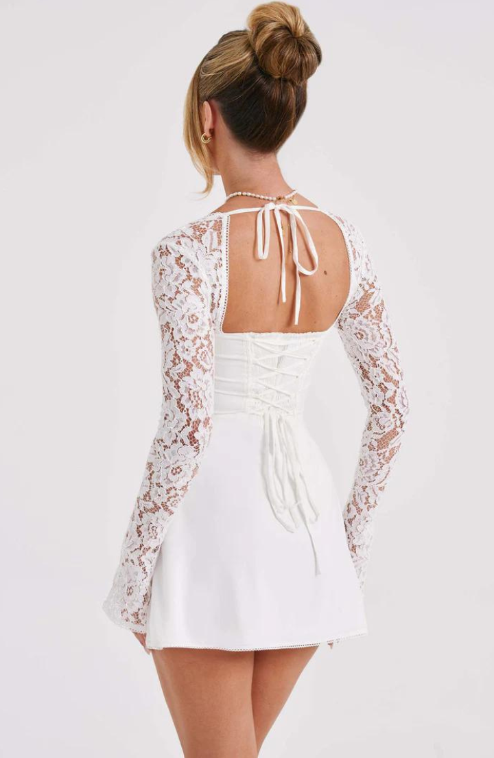 Lace Belle™ | Women's Mini Dress | Detailed Lace Sleeves, Lightweight Fabric & Flattering Fit