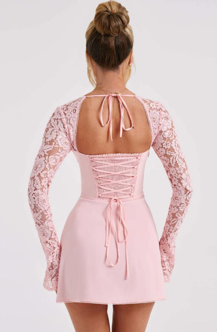 Lace Belle™ | Women's Mini Dress | Detailed Lace Sleeves, Lightweight Fabric & Flattering Fit