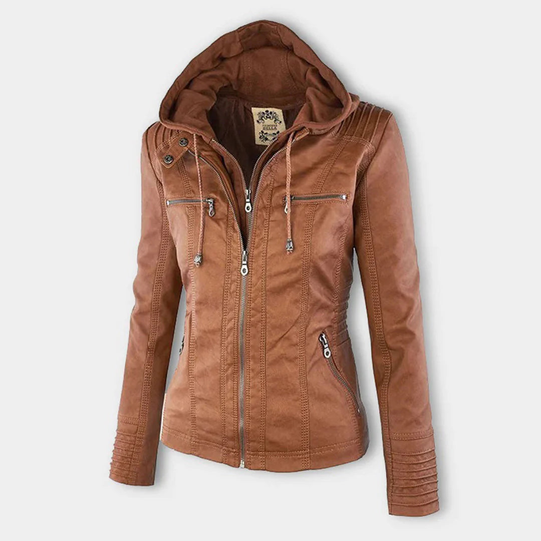 Leather Aura™ | Women's Casual Hooded Leather Jacket | Genuine Leather, Stylish Design & Comfortable Fit