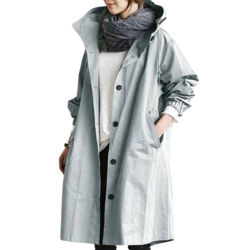 Velaria | Womens Hooded Trench Coat Waterproof Long Mac Raincoat for Winter & Summer Fashion