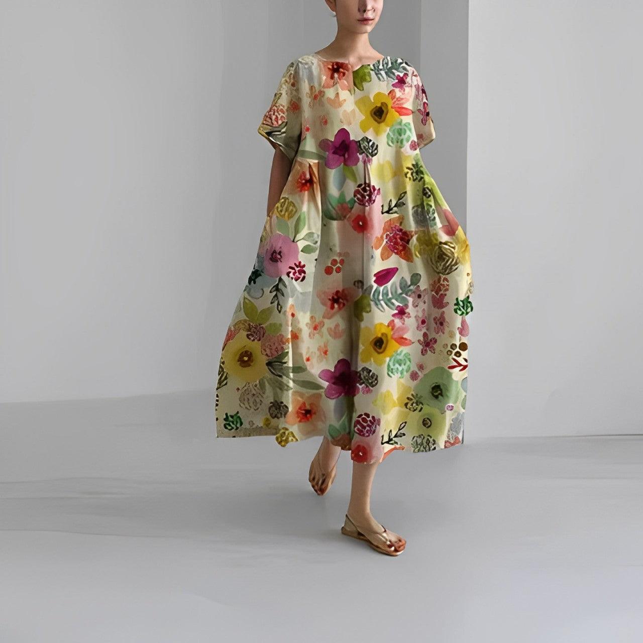 Boho Belle™ | Women's Floral Print Swing Dress | Casual Loose Fit, Lightweight Fabric & Comfortable Design
