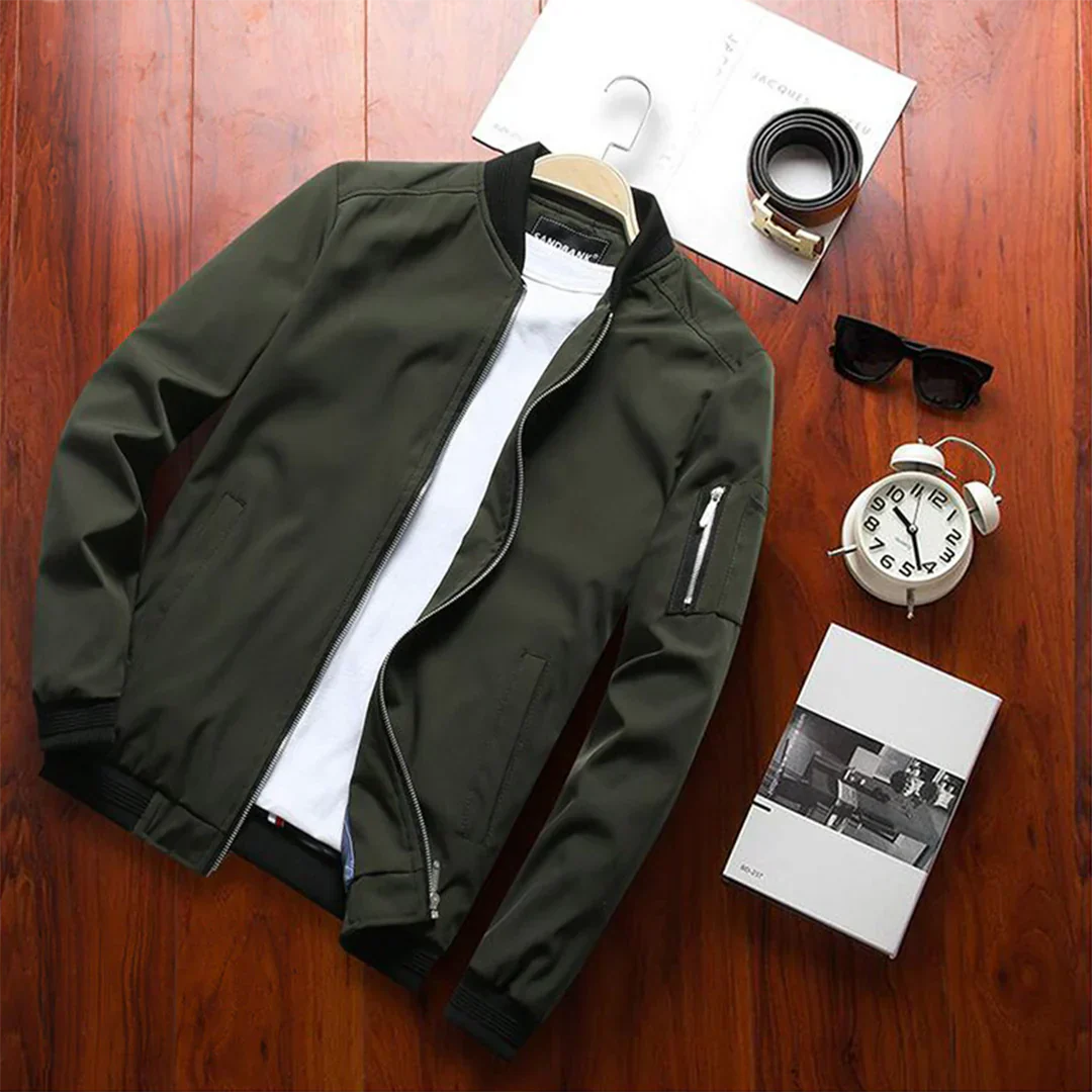 Veyron | Mens Waterproof Bomber Jacket in Navy Blue Lightweight Casual Zip-Up Coat for Everyday Streetwear & Travel