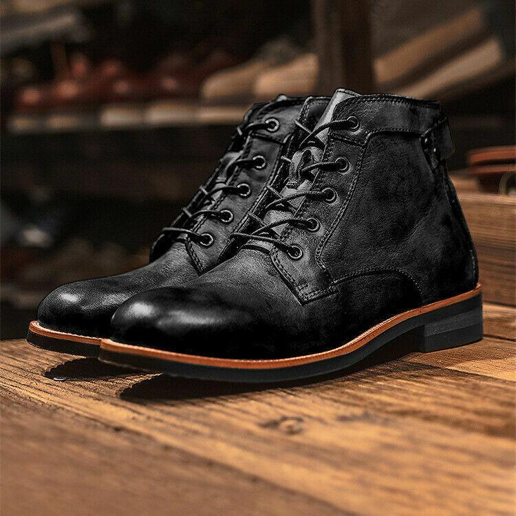StrideCraft™ | Men's Leather Lace-Up Ankle Boots | Genuine Leather, Durable Construction & Supportive Fit