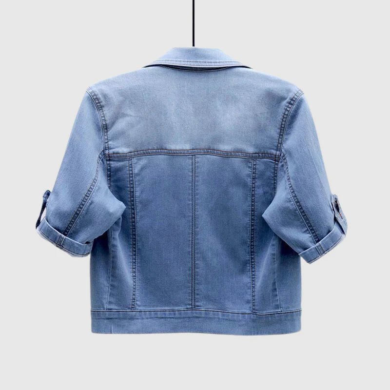 Tassou Denim™ | Women's Short Sleeve Denim Jacket | Lightweight, Casual Fit, Distressed Design & Versatile Style
