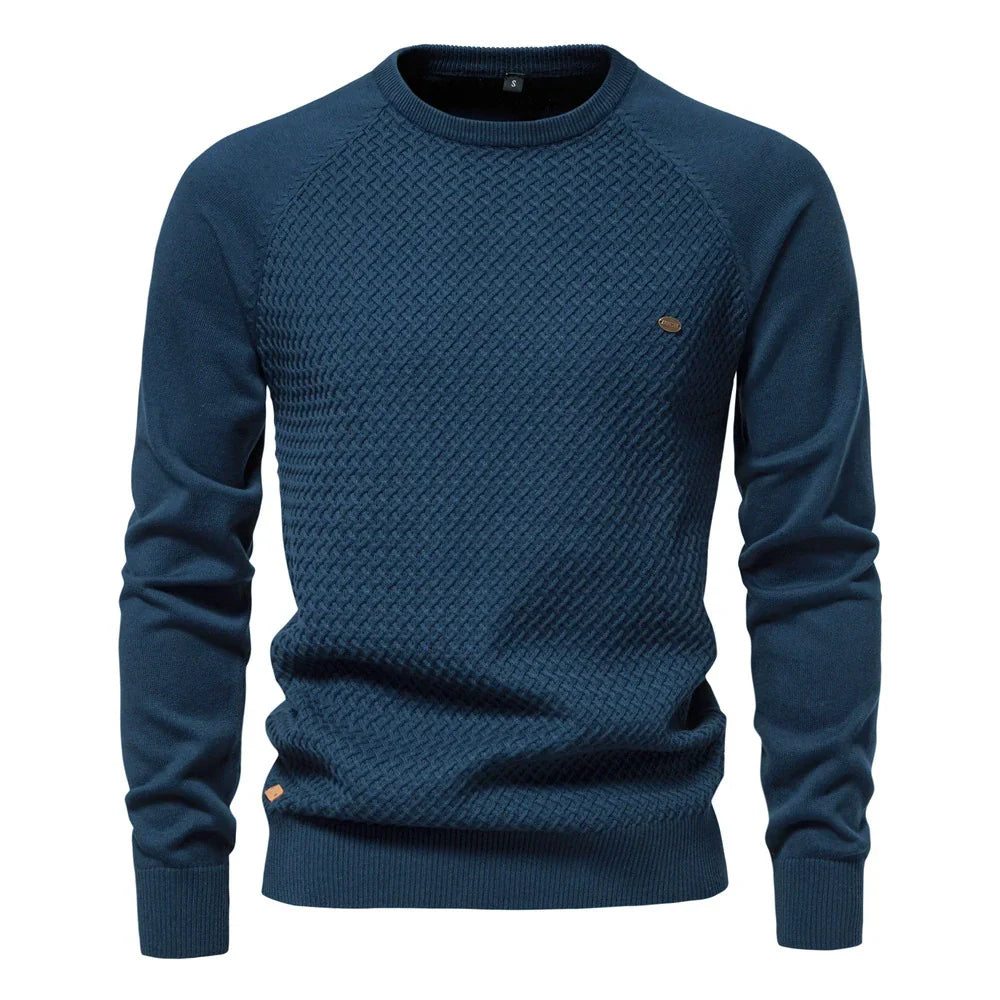 KnitCraft™ | Men's Knitted Crew Neck Sweater | Soft Cotton Blend, Breathable Fabric & Classic Fit
