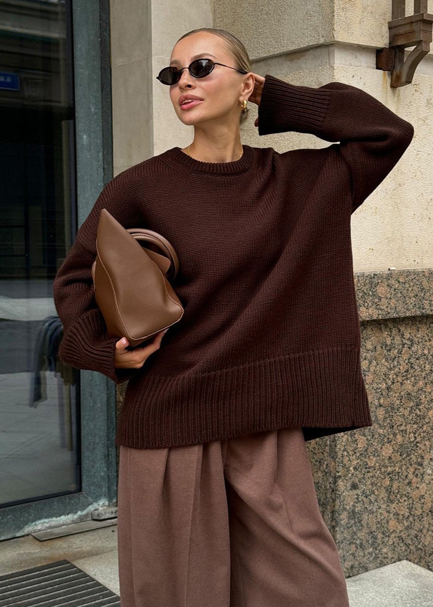 Knit Aura™ | Oversized Gray Knit Sweater | Soft Fabric, Cozy Fit & Casual Style