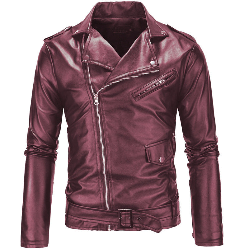 Biker Luxe™ | Men's Leather Biker Jacket | Genuine Leather, Asymmetrical Zip, Lapel Collar & Belted Waist
