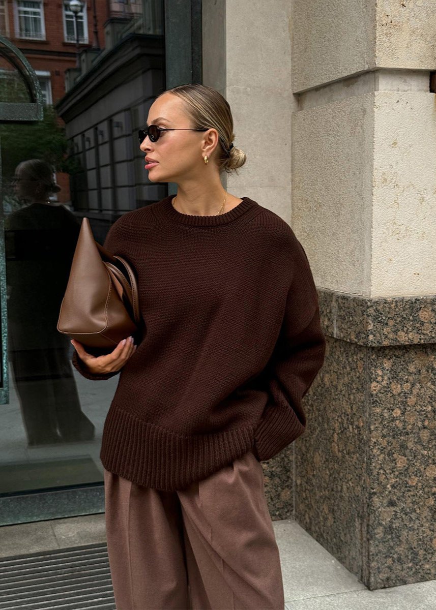 Knit Aura™ | Oversized Gray Knit Sweater | Soft Fabric, Cozy Fit & Casual Style