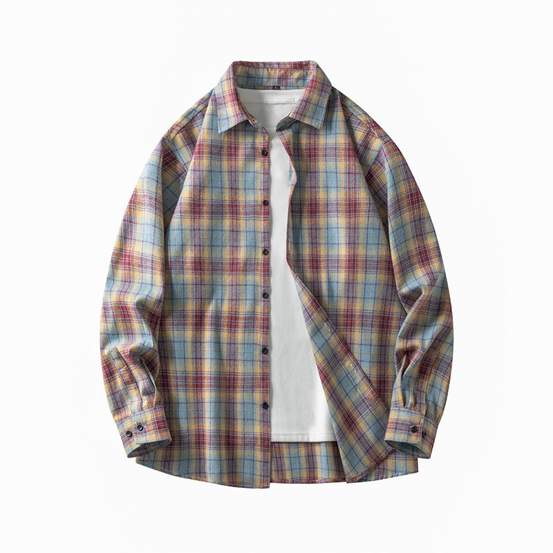 Plaid Victor™ | Men's Long Sleeve Button-Up Shirt | Classic Plaid Pattern, Spread Collar, Casual Wear