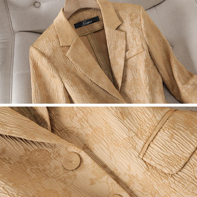 Blazer Elise™ | Women's Tailored Suit | Textured Blazer & Straight-Leg Trousers, Formal Fit, Professional Style