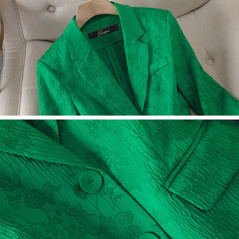 Blazer Elise™ | Women's Tailored Suit | Textured Blazer & Straight-Leg Trousers, Formal Fit, Professional Style