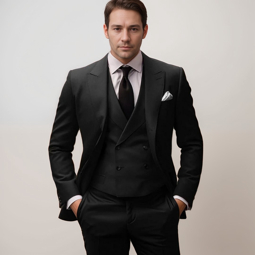 Suit Master™ | Men's 3-Piece Suit | Solid Business Blazer, Vest & Trousers, Tailored Fit