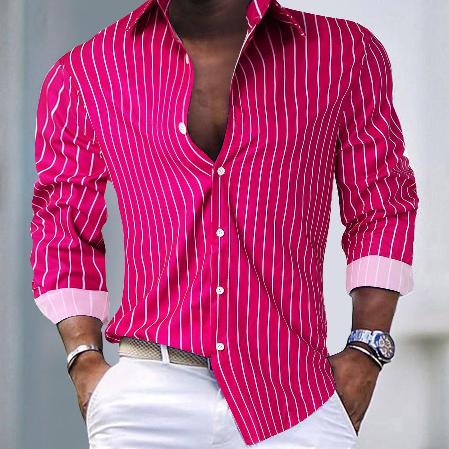 Button-Up Alex™ | Men's Long Sleeve Casual Shirt | Breathable Cotton, Classic Fit, Stylish Button Closure