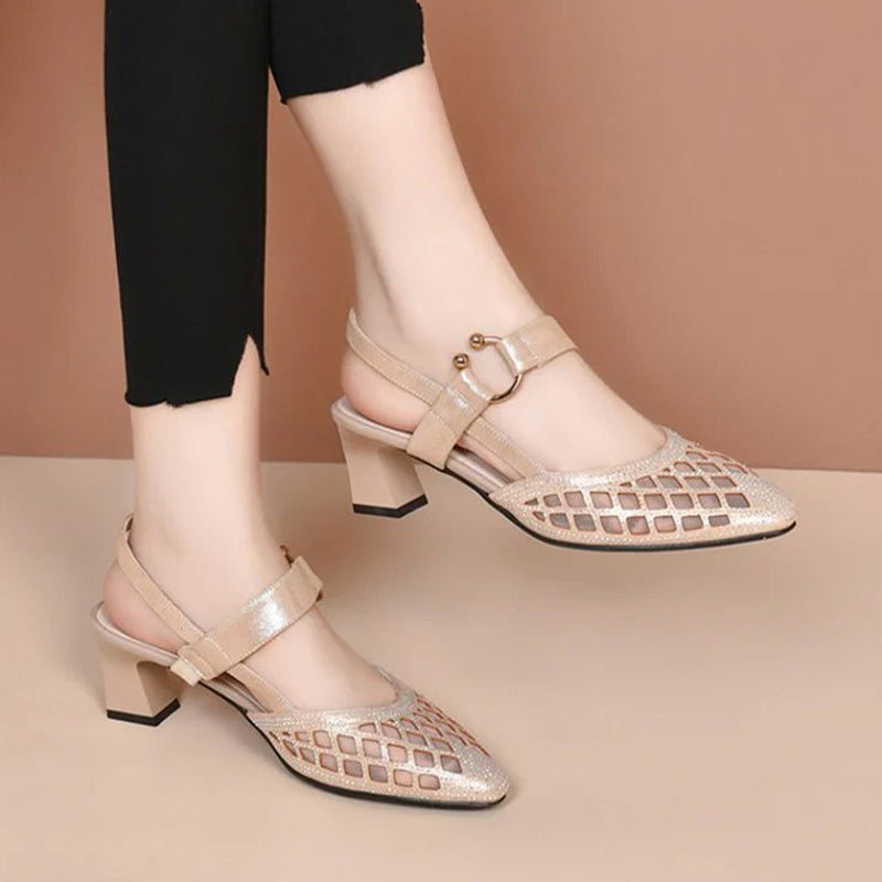 Pointy Toe Ankle Strap Sandals | Rhinestone Accents, Stylish Design, Comfortable Fit for Women