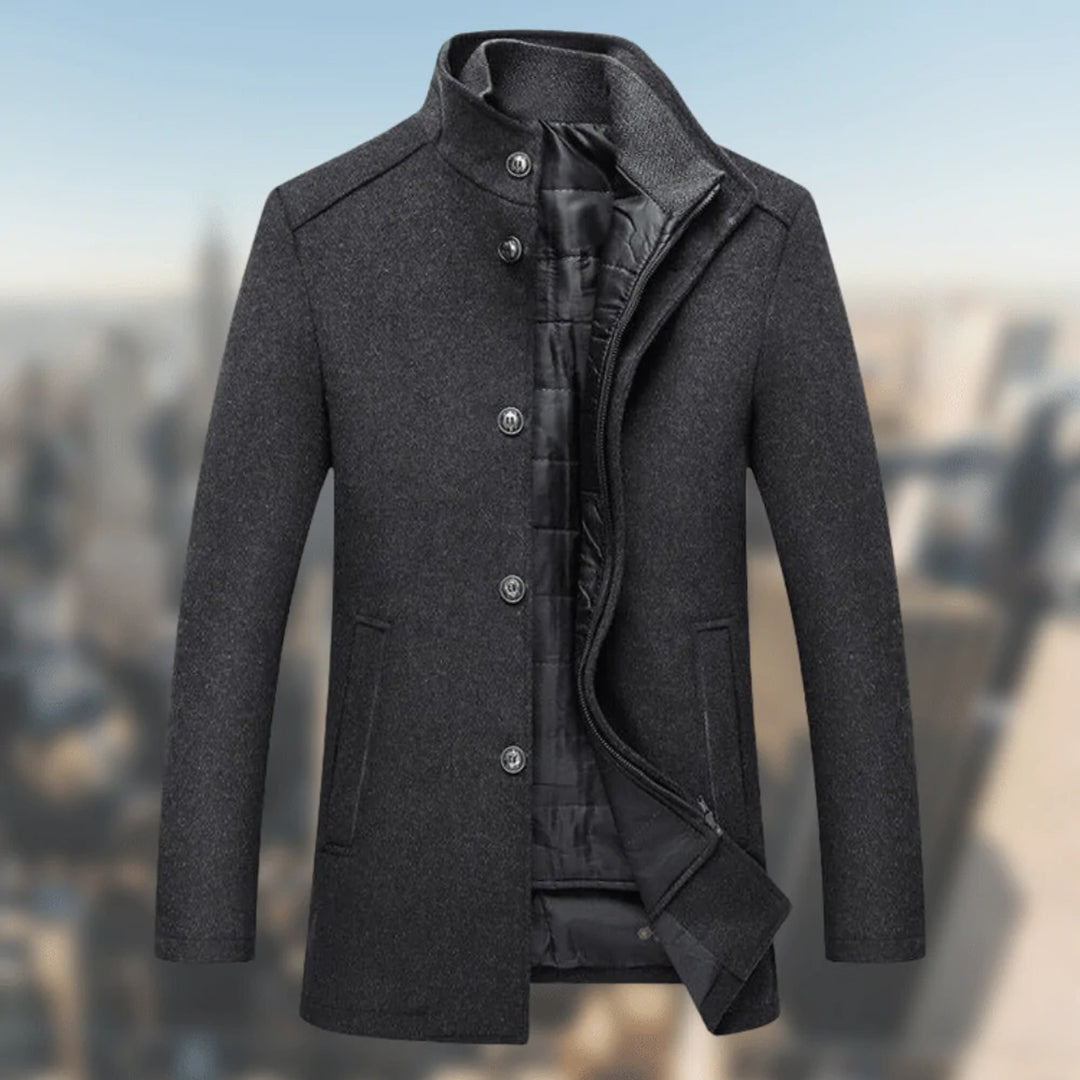CozyGuard™ | Men's Warm Coat with Standing Collar | Insulated Fabric, Windproof Design & Comfortable Fit