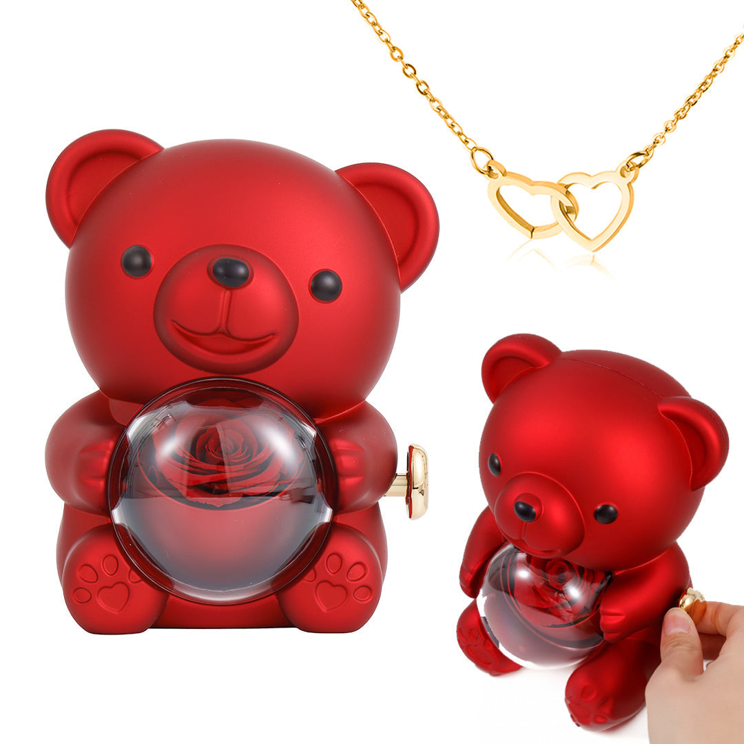 Rose Bear with Necklace | Bear with Necklace for Valentine’s Day