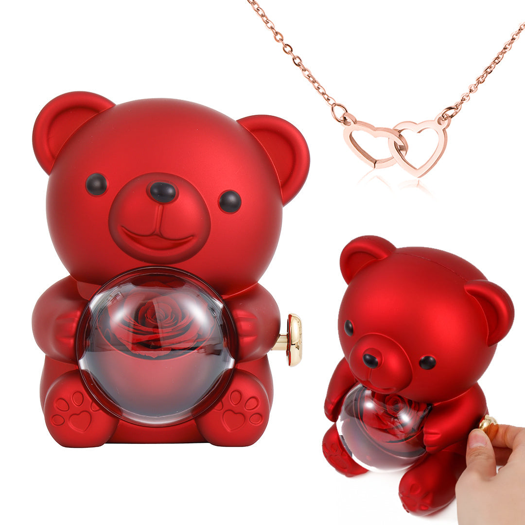 Rose Bear with Necklace | Bear with Necklace for Valentine’s Day