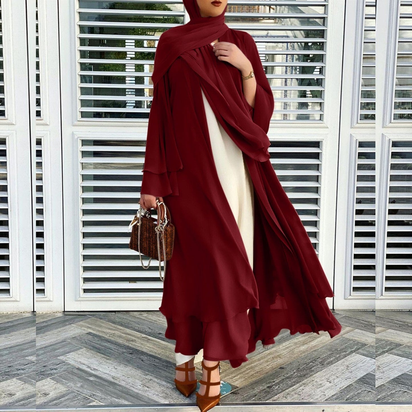 Abaya Set with Headscarf for Women - Modest Wear, Lightweight Fabric, Comfortable Fit