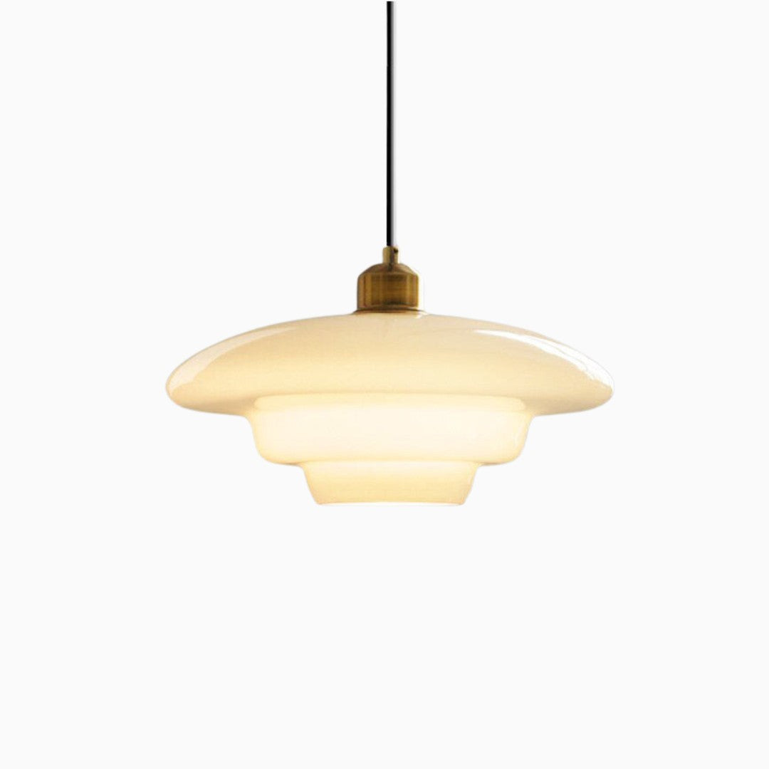 Mid Century Modern Milk Glass Pendant Light Fixture for Kitchen, Dining Room & Living Room