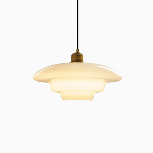 Mid Century Modern Milk Glass Pendant Light Fixture for Kitchen, Dining Room & Living Room