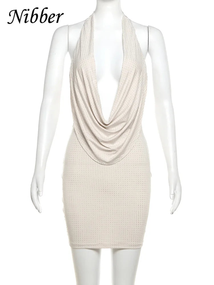 Fashion Vibe™ | Women's Mini Dress | Solid Color, Deep V-Neck, Strapless Design for Trendy Streetwear
