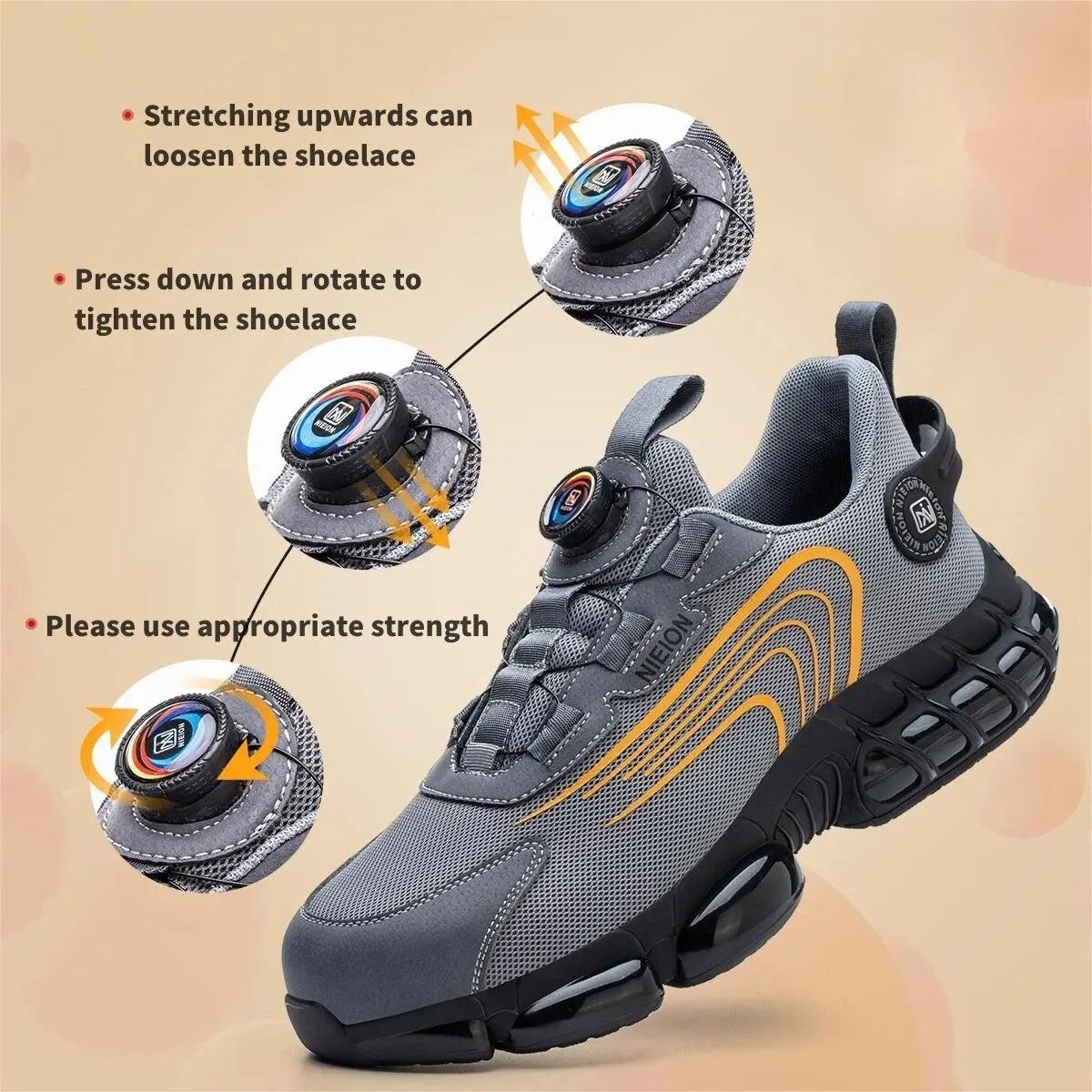Safety Shield™ | Men's Work Safety Shoes | Rotating Buckle, Slip-Resistant Sole & Durable Construction