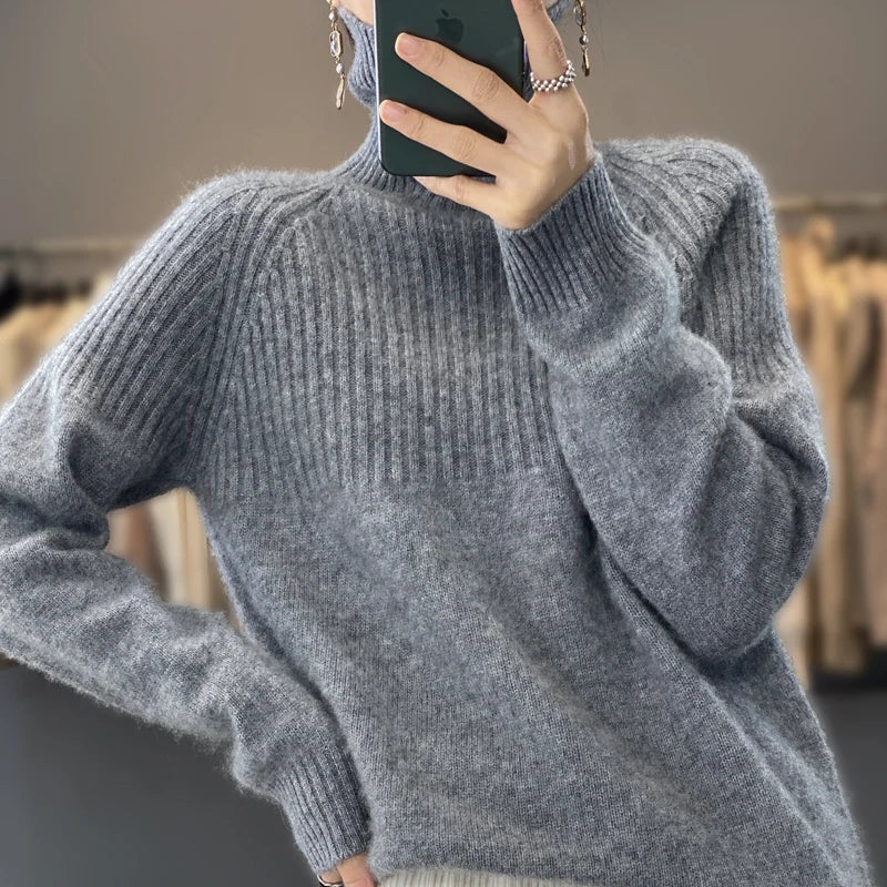 Soft Cashmere Funnel Neck Jumper - Trendy Knitwear for Women in Orange & Stylish Shades