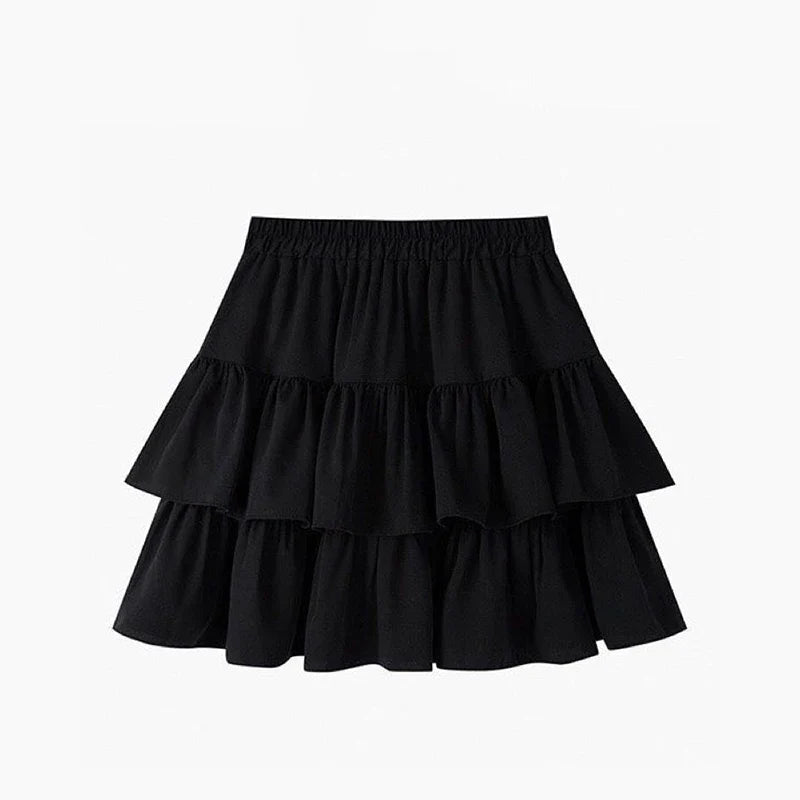 Ruffle Belle™ | Women's Pleated A-Line Skirt | White, Elastic Waist, Summer Tiered Design