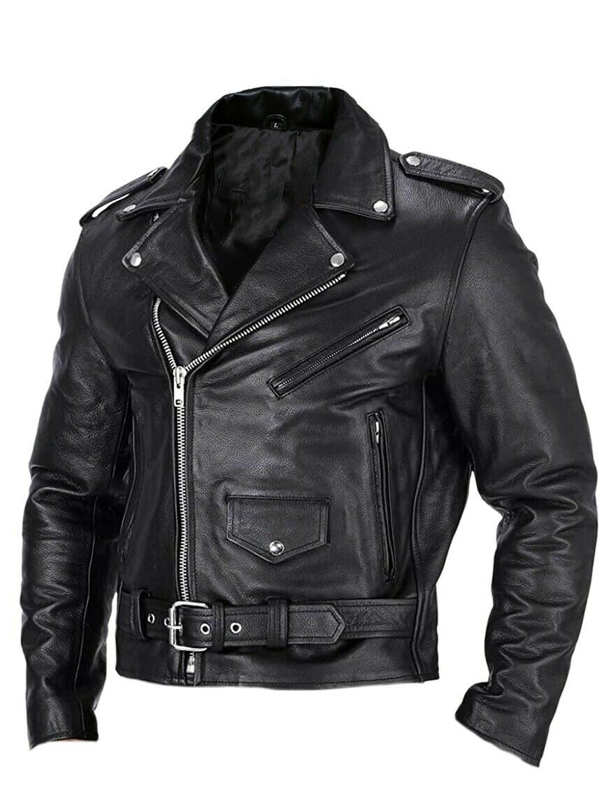 Biker Luxe™ | Men's Leather Biker Jacket | Genuine Leather, Asymmetrical Zip, Lapel Collar & Belted Waist