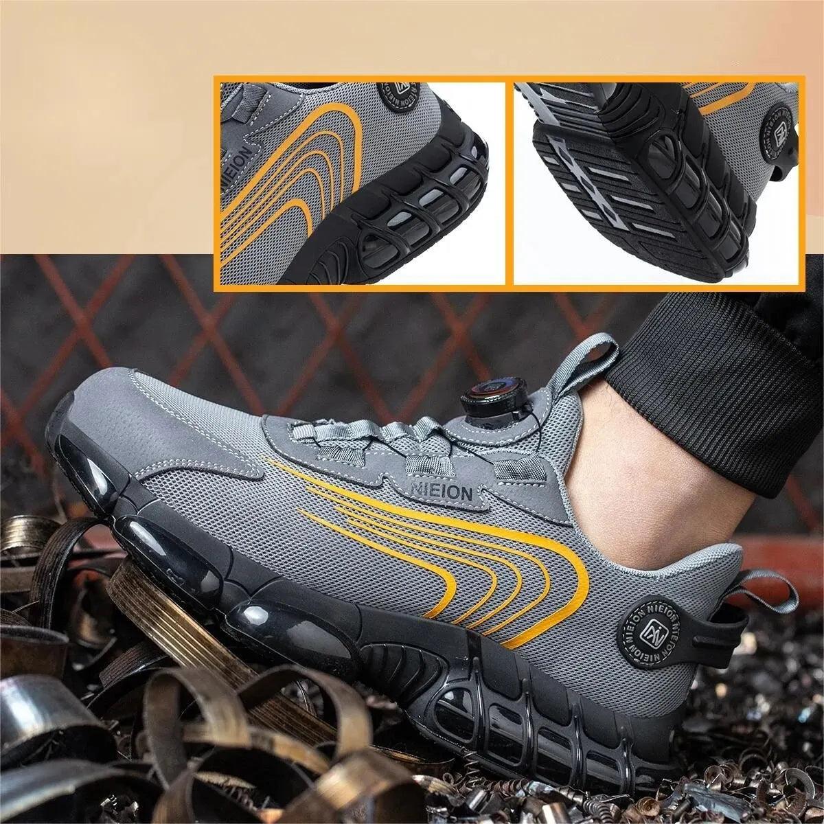 Safety Shield™ | Men's Work Safety Shoes | Rotating Buckle, Slip-Resistant Sole & Durable Construction
