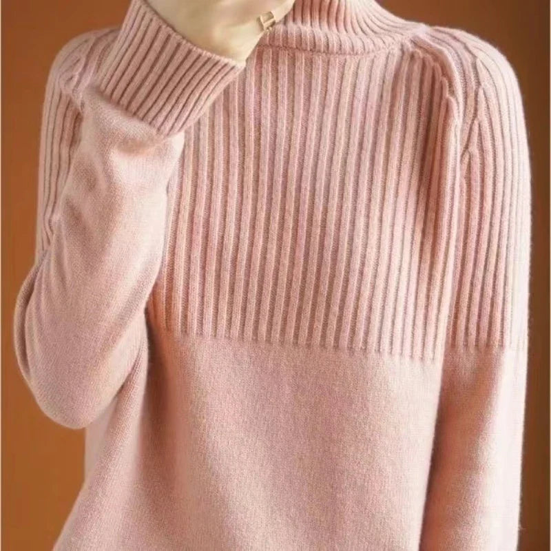 Soft Cashmere Funnel Neck Jumper - Trendy Knitwear for Women in Orange & Stylish Shades