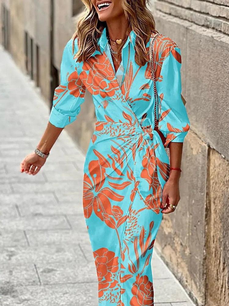 Wrap Maxi Dress Summer™ | Women's Striped Maxi Dress | Lightweight, Flowy Fabric, Perfect for Warm Weather