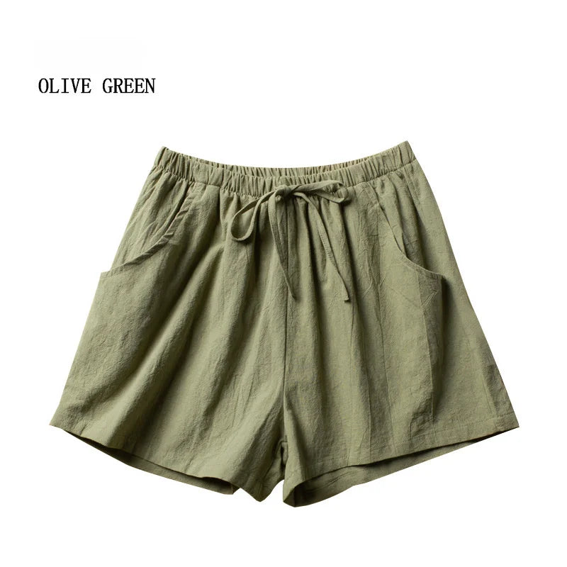 Linen Breeze™ | Women's High-Waisted Casual Shorts | Lightweight Cotton, Gym & Workout Ready, Comfortable Fit
